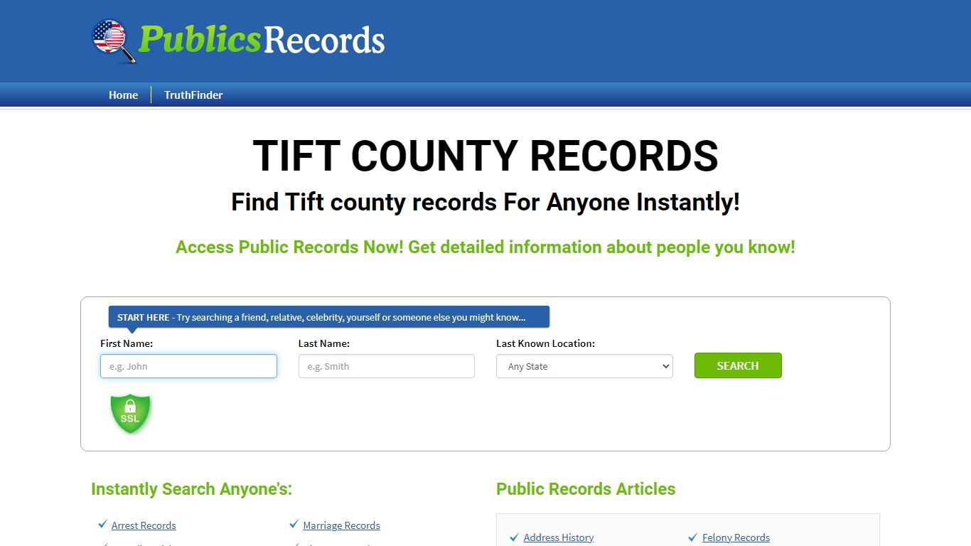 Find Tift county records For Anyone Instantly!