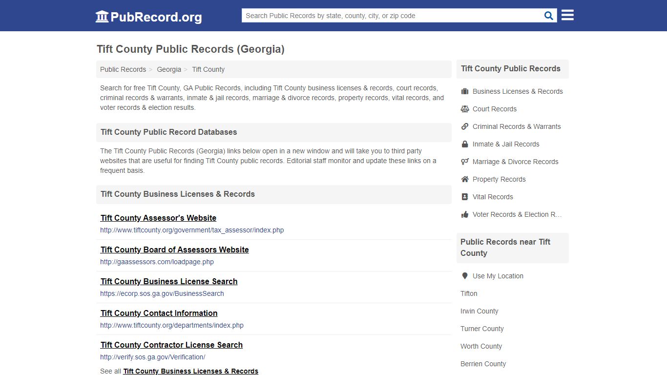 Free Tift County Public Records (Georgia Public Records) - PubRecord.org
